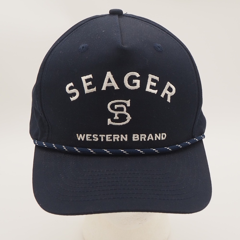 Seager Western Brand Rope Snapback Hat Adjustable Navy White Cap Cowboy Outdoors